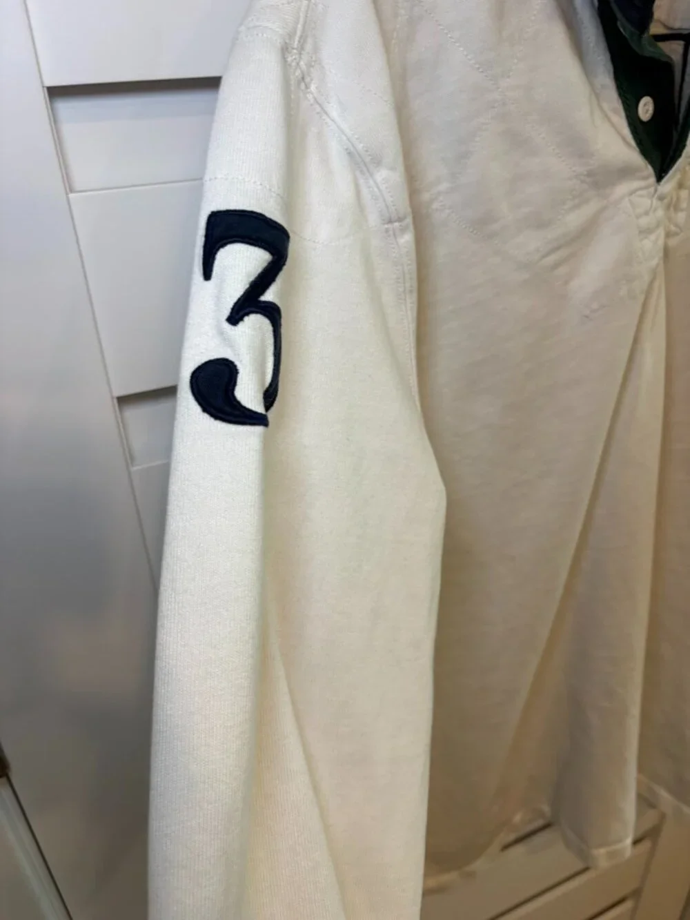 Vintage Polo Ralph Lauren Big Pony Rugby Shirt White XL Number 3 Long Sleeve